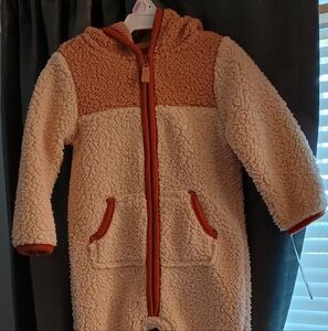 NWT Carter's baby Brown hooded Sherpa winter jumpsuit 9 Months